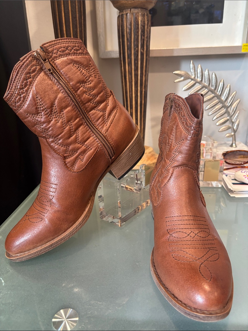 Coconuts by Matisse Tan Brown Western Ankle Booties